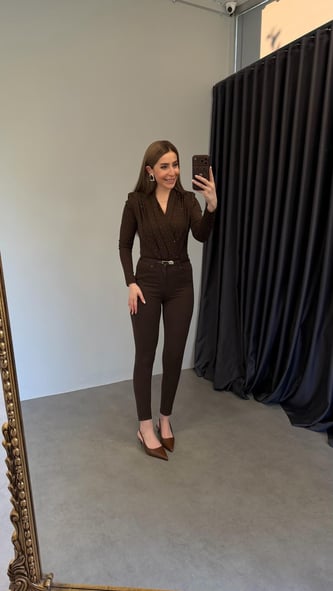 Reggina Toparlayıcı Fit Skinny Jean Kahverengi