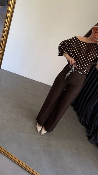 Rion Fular Kemer Aksesuarlı Pantolon Kahverengi