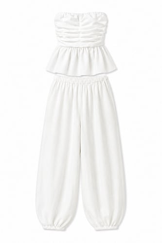Shalwar Straplez Takım Beyaz