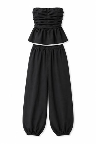Shalwar Straplez Takım Siyah