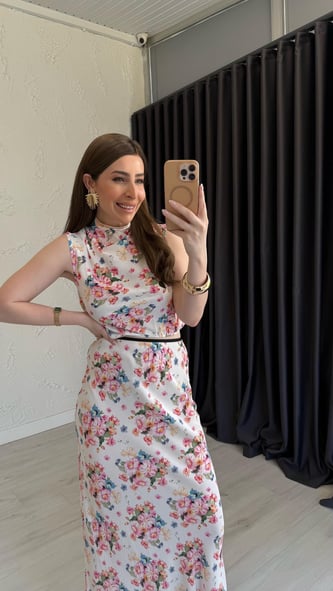 Swarkk Çiçekli Bluz Ekru