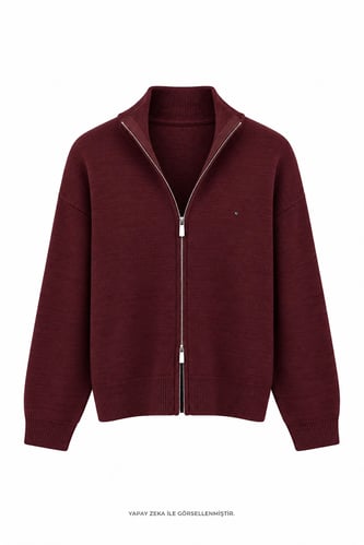 Tammy Tam Fermuarlı Triko Bordo