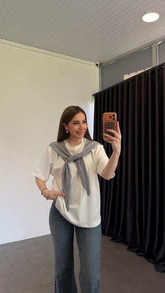 Viral Sweat Detaylı T-shirt Gri