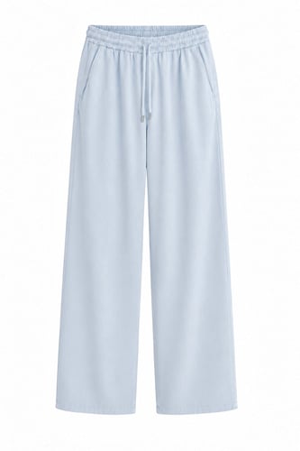 Yore Beli Lastikli Tensel Pantolon Mavi