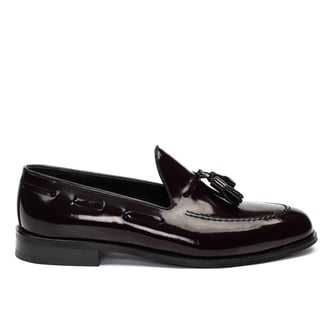 Erkek Bordo Püsküllü Açma Deri Loafer