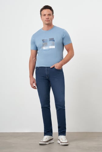Morven Erkek Mavi Denim 5 Cep Dynamic Fit Jean Kot Pantolon