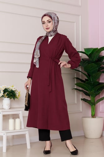 Yandan Bağlamalı Mevsimlik Kap-Bordo