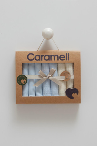 BEBEK MENDİLLERİCARAMELLPUFELLİAMENDİL SET - MAVİ