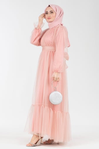 Princess Model Evening Dress-Pink color