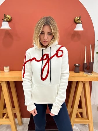 Orjinal Marka Punch İşlemeli Ekru Sweat