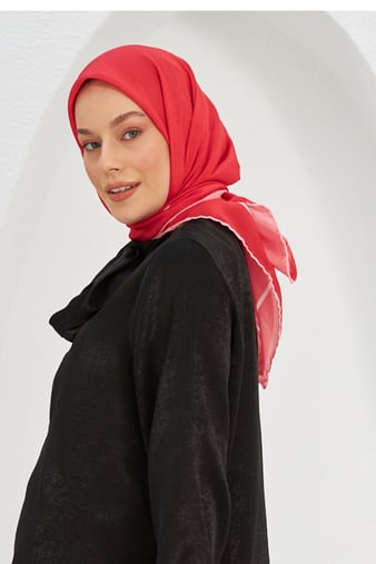 Düz Desenli Kırmızı Pamuk Viskon Eşarp