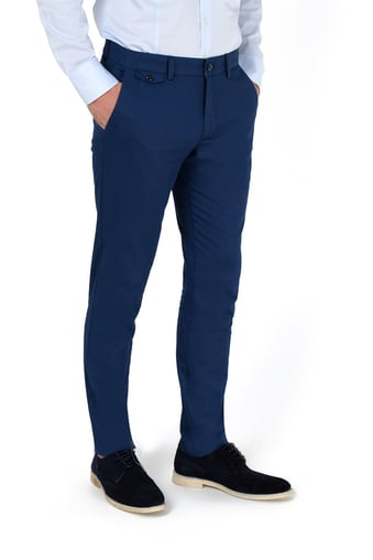  Morven Erkek Lacivert Pamuklu Slim Fit Yan Cep Keten Pantolon