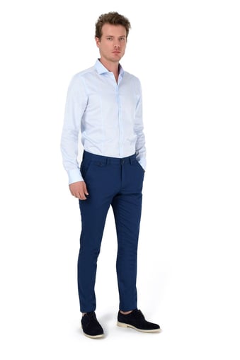  Morven Erkek Lacivert Pamuklu Slim Fit Yan Cep Keten Pantolon