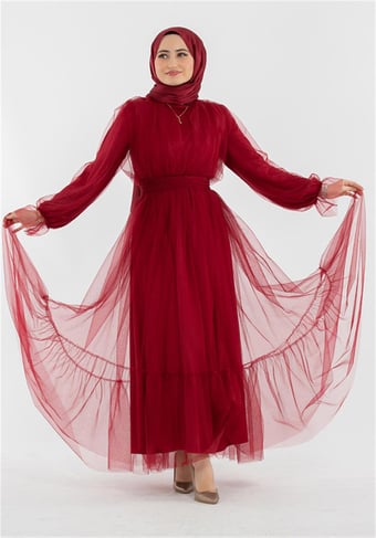 Princess Model Evening Dress-Burgundy