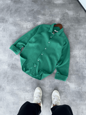 Benetton Yeşil Aerobin Oversize Gömlek