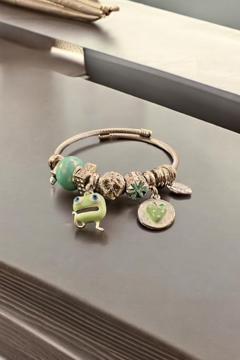 Karışık Figürlü Çelik Pandora Bileklik Yeşil