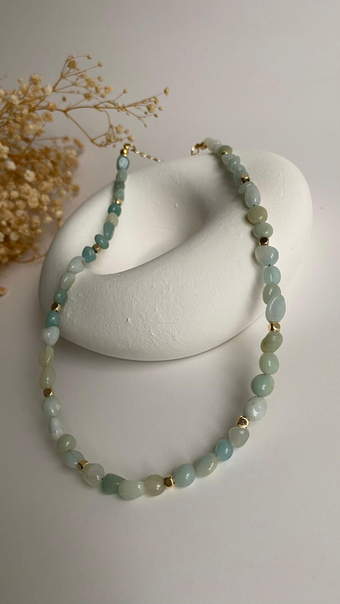 Aquamarine doğal taş kolye