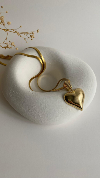 Balon kalp uçlu gold kolye