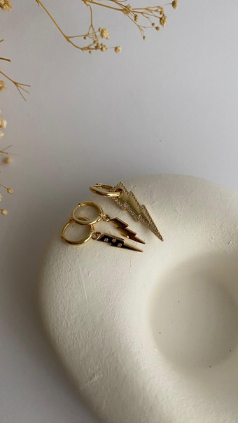Gold şimşek üçlü set küpe