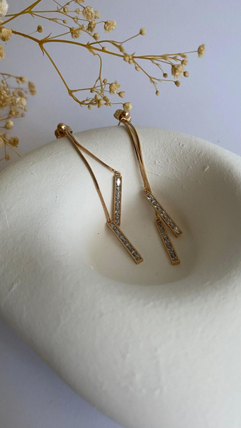 Rose gold uzun sallantılı küpe