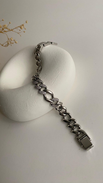 Silver geçmeli taş işli bileklik