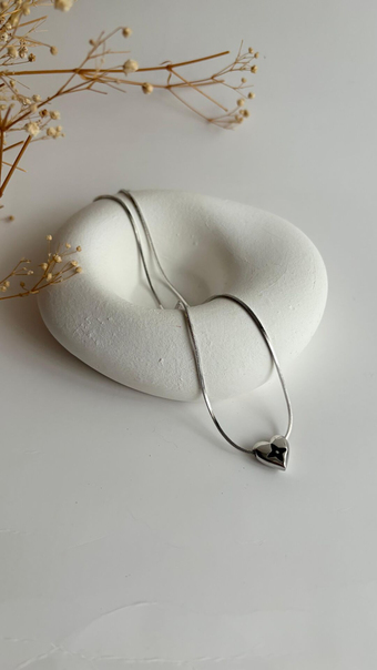 Silver heart kolye