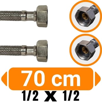 1/2x1/2-70 cm Su Bağlantı Flex Hortumu