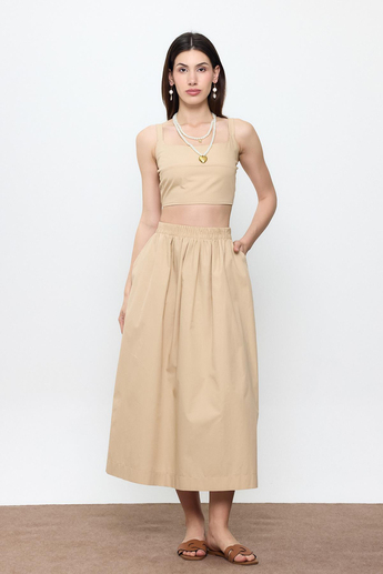 Bej %100 COTTON ASKILI CROP