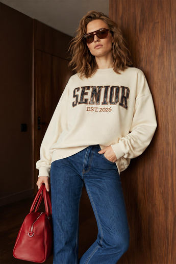Bej Baskılı Swratshirt