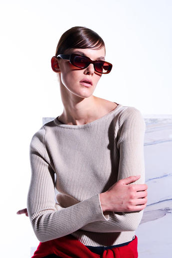 Beige Long Sleeve Ribbed Sweater