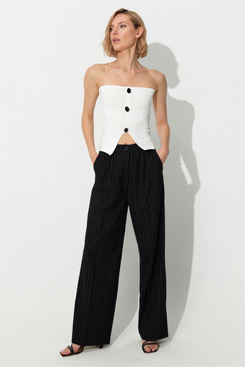 White Ribbed Bustier with triangle detail on belly SWA4656BE