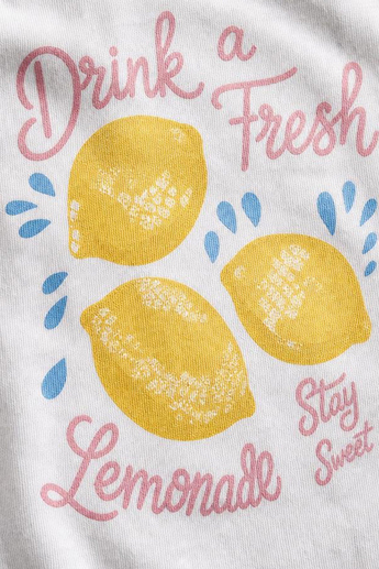 Beyaz Limon Baskılı Beyaz Tişört