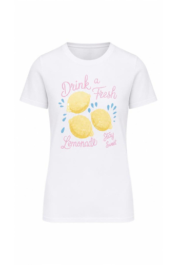 Beyaz Limon Baskılı Beyaz Tişört