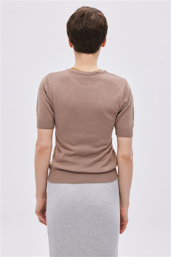 Camel Short Sleeve Sweater
