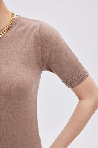 Camel Short Sleeve Sweater
