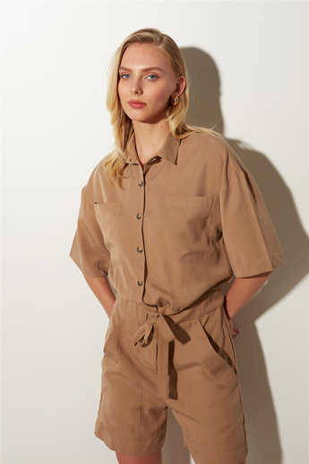 Camel Tencel jumpsuit shorts SS23T4791CA