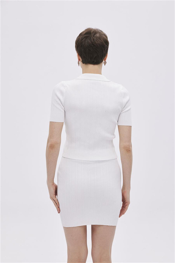 Ecru Mini Knitwear Skirt