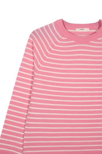 Pembe Bisiklet Yaka Çizgili Bluz