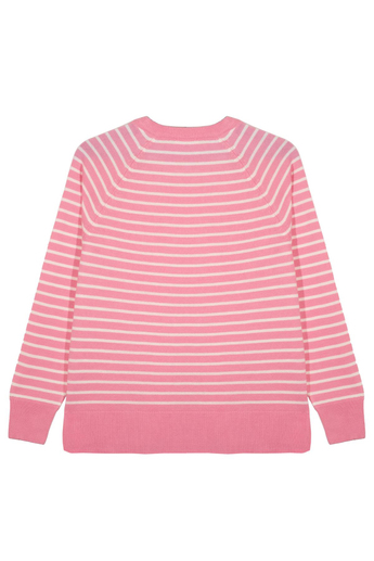 Pembe Bisiklet Yaka Çizgili Bluz