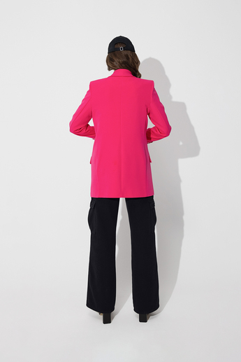 Pembe Tek Düğmeli Oversize Blazer Ceket