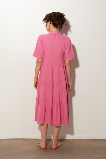 Pink  V Neck Midi Dress SS23D4788PE