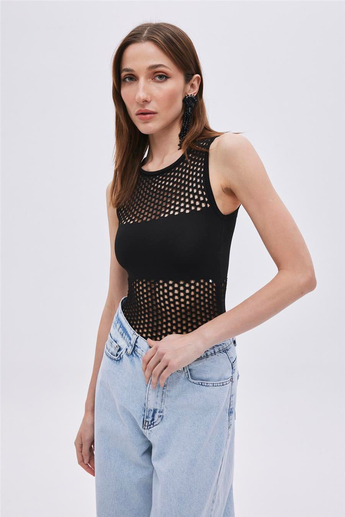 Siyah Çıtçıtlı Triko Body