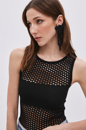 Siyah Çıtçıtlı Triko Body