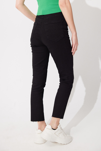 Siyah Yüksek Bel Straight Fit Jean