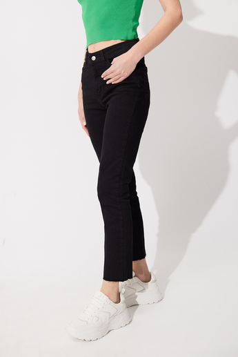 Siyah Yüksek Bel Straight Fit Jean