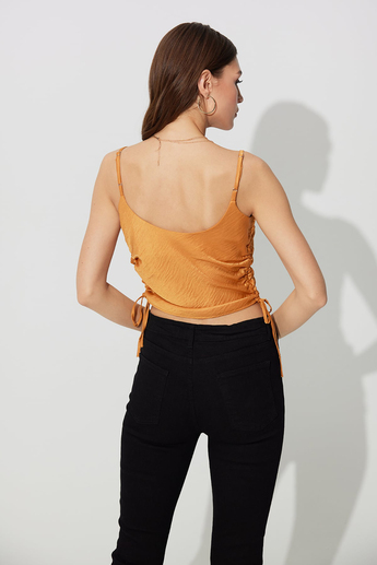 Tan Pleated Strappy Bustier SS23CT4735TA