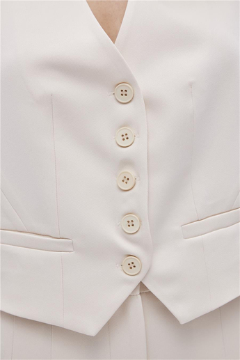 Stone Buttoned Vest With Pocket Detail