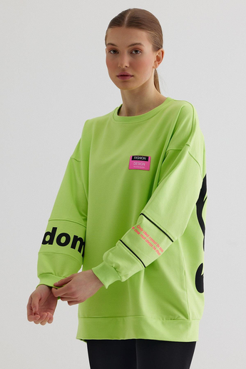 Fıstık Yeşili Bisiklet Yaka Sweatshirt