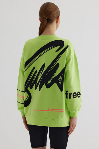 Fıstık Yeşili Bisiklet Yaka Sweatshirt