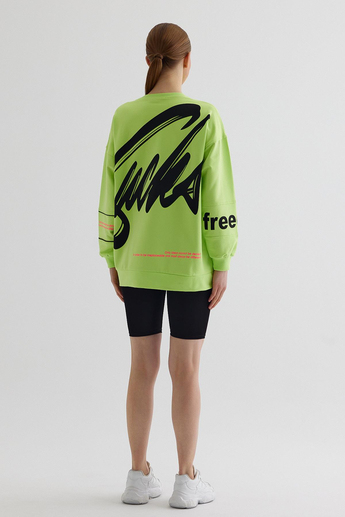 Fıstık Yeşili Bisiklet Yaka Sweatshirt
